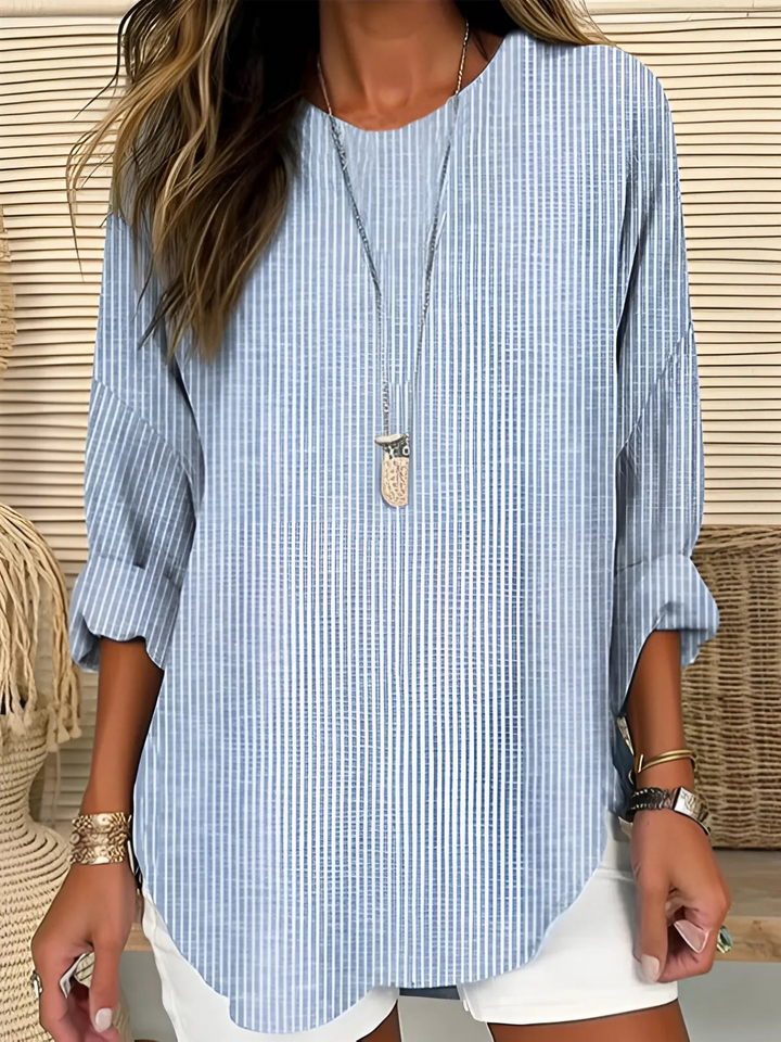 Elena | Striped Relaxed Button Blouse