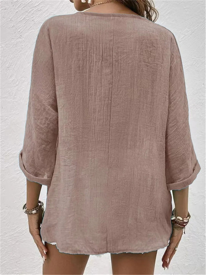 Amara | Soft Linen Button Blouse