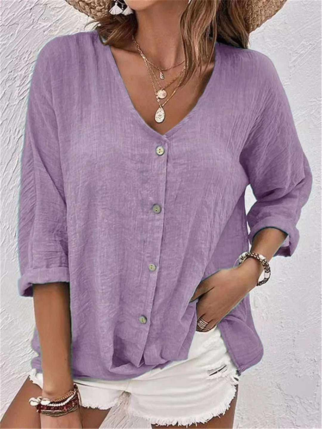 Amara | Soft Linen Button Blouse
