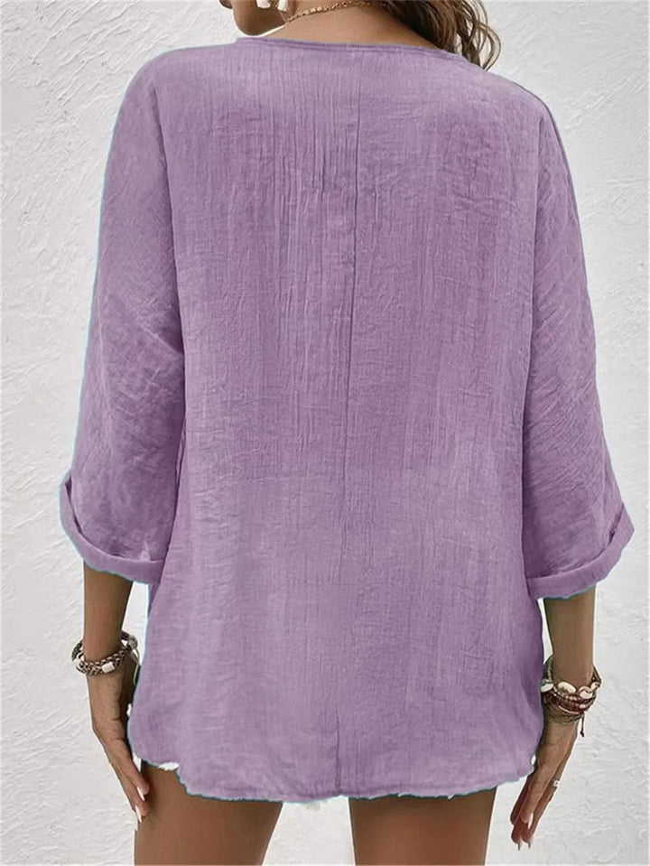 Amara | Soft Linen Button Blouse