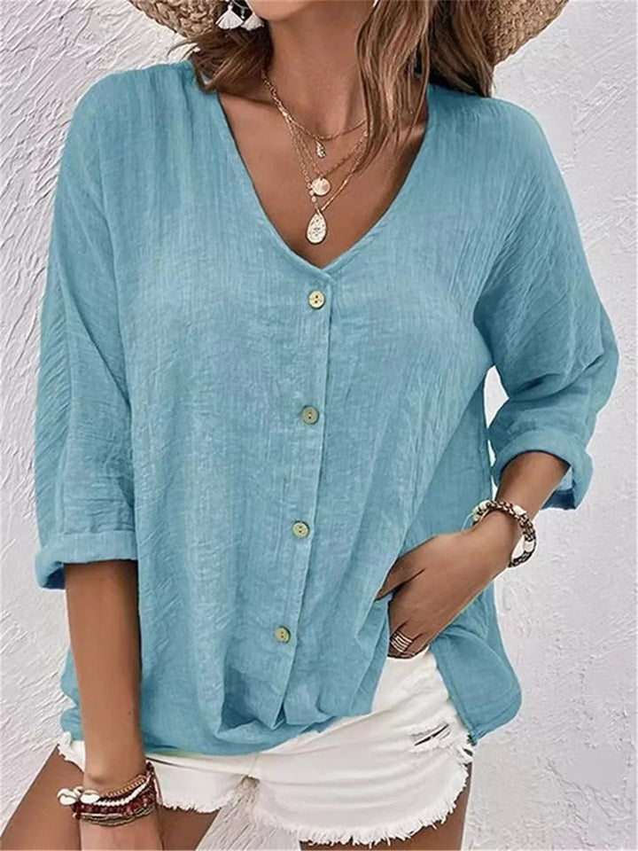 Amara | Soft Linen Button Blouse
