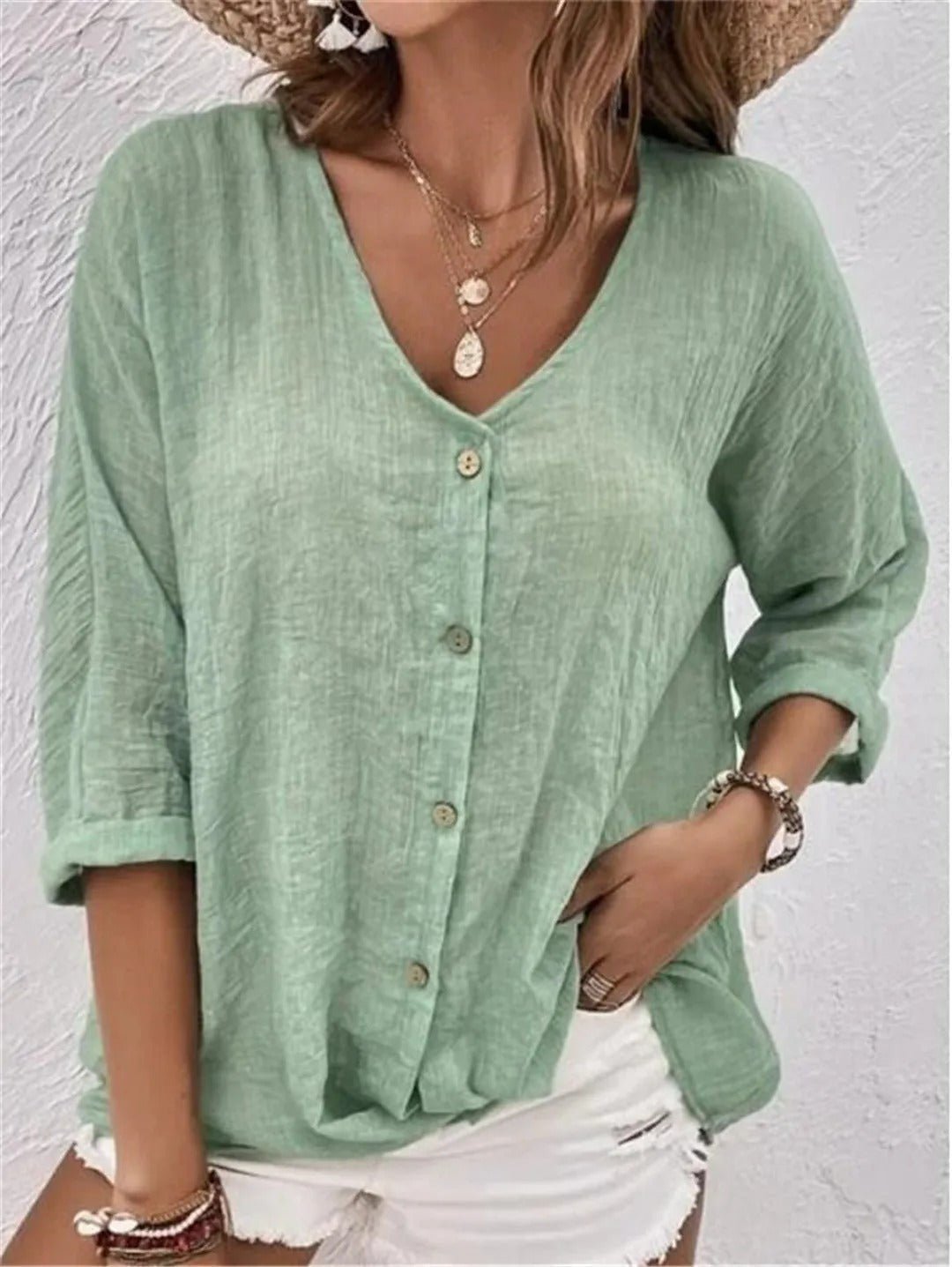 Amara | Soft Linen Button Blouse