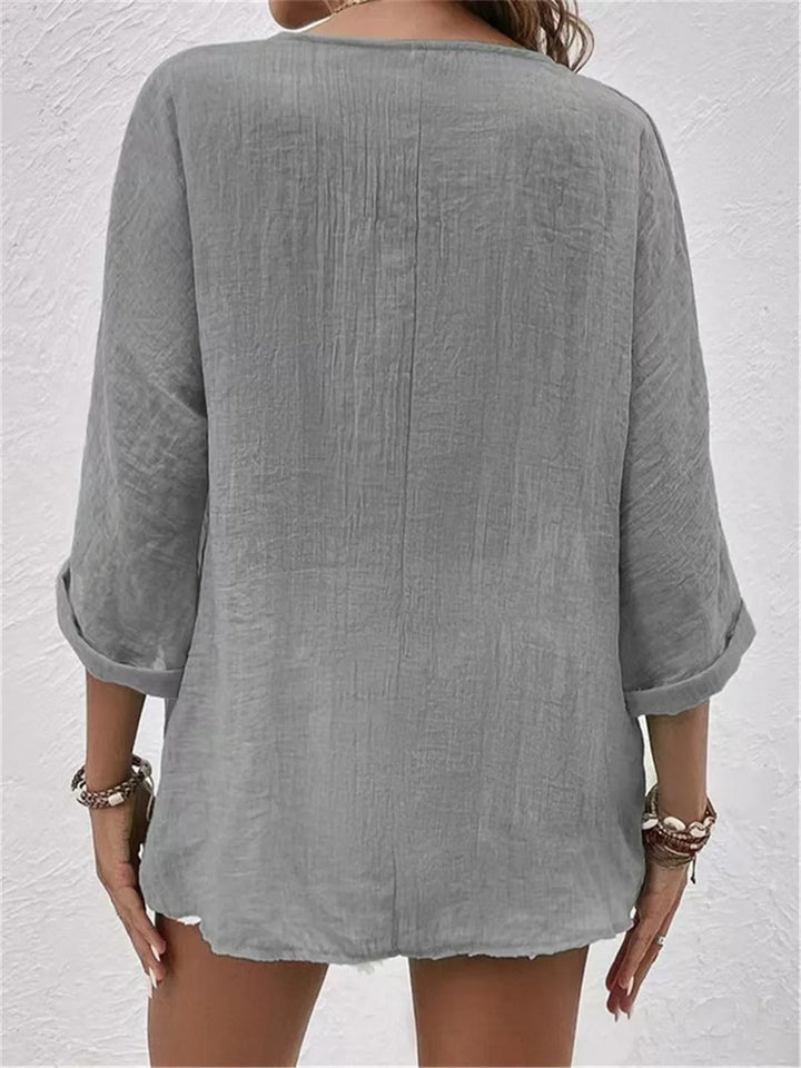 Amara | Soft Linen Button Blouse